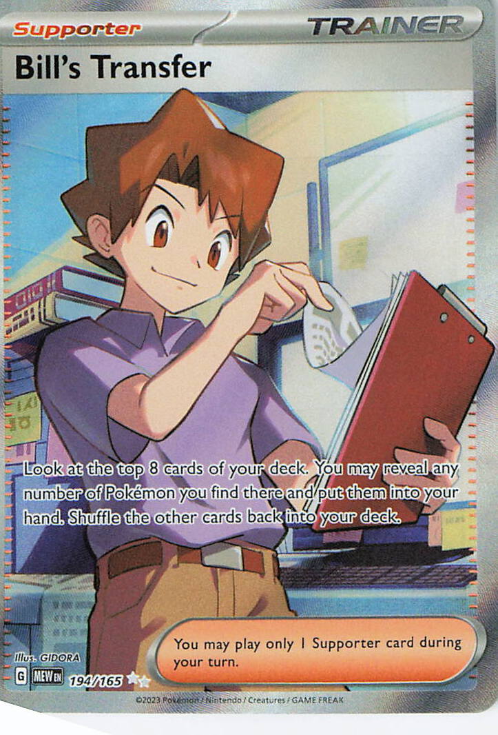Bill's Transfer Holo Ultra Rare SV: Scarlet & Violet 151 194/165 NM